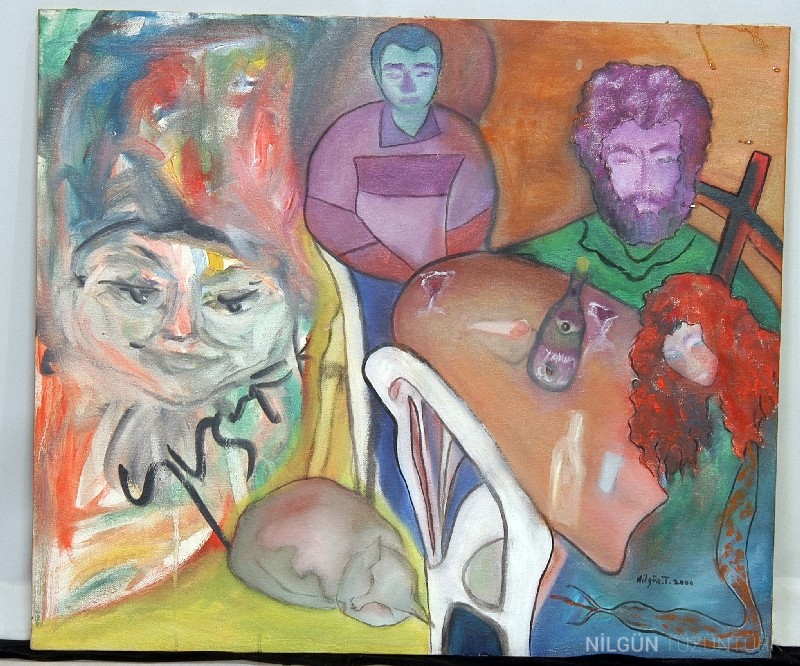 70x60 Tuval Üzerine Yağlıboya, Yusuf Katipoğlu ile Ortak Çalışma 2000